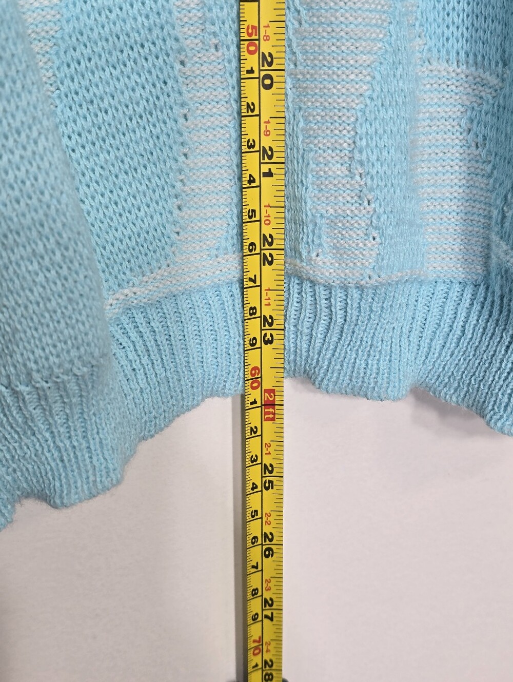 Vintage Tree-KO Blue Retro Knitted Short Sleeve Pull Over Sweater Made In Canada - Picture 10 of 12